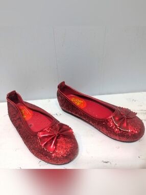 Wizard Of Oz Costume Dorothy Ruby Slippers Flat Glitter Red Medium Theater Dance